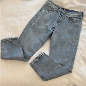 Express Studded Blue 3/4 ankle boyfriend style Jeans
